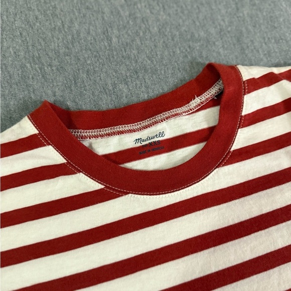Madewell Red and White Striped Short Sleeve Tee - Picture 2 of 2